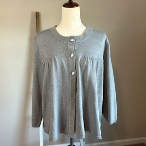 Avenue Silver Sparkly Sweater with 3/4 Length Sleeves Size 22/24 in GUC